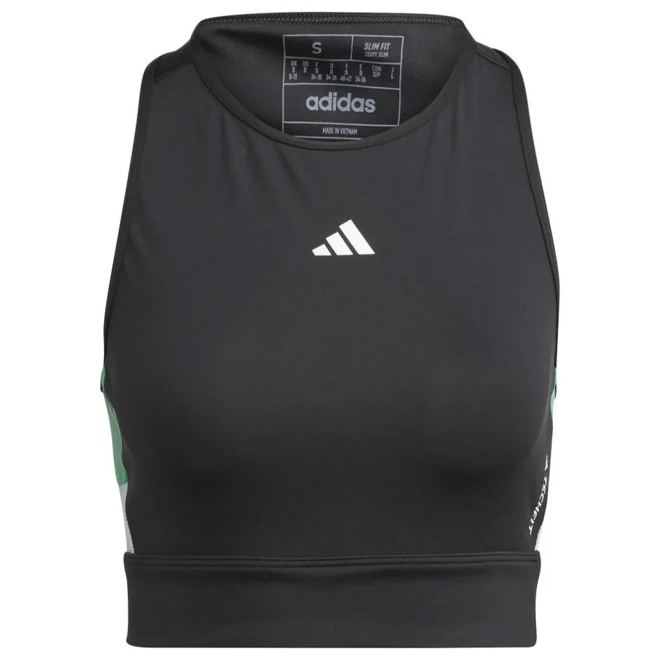 adidas Techfit Colorblock Cropped Training tanktop dames  black semi court green