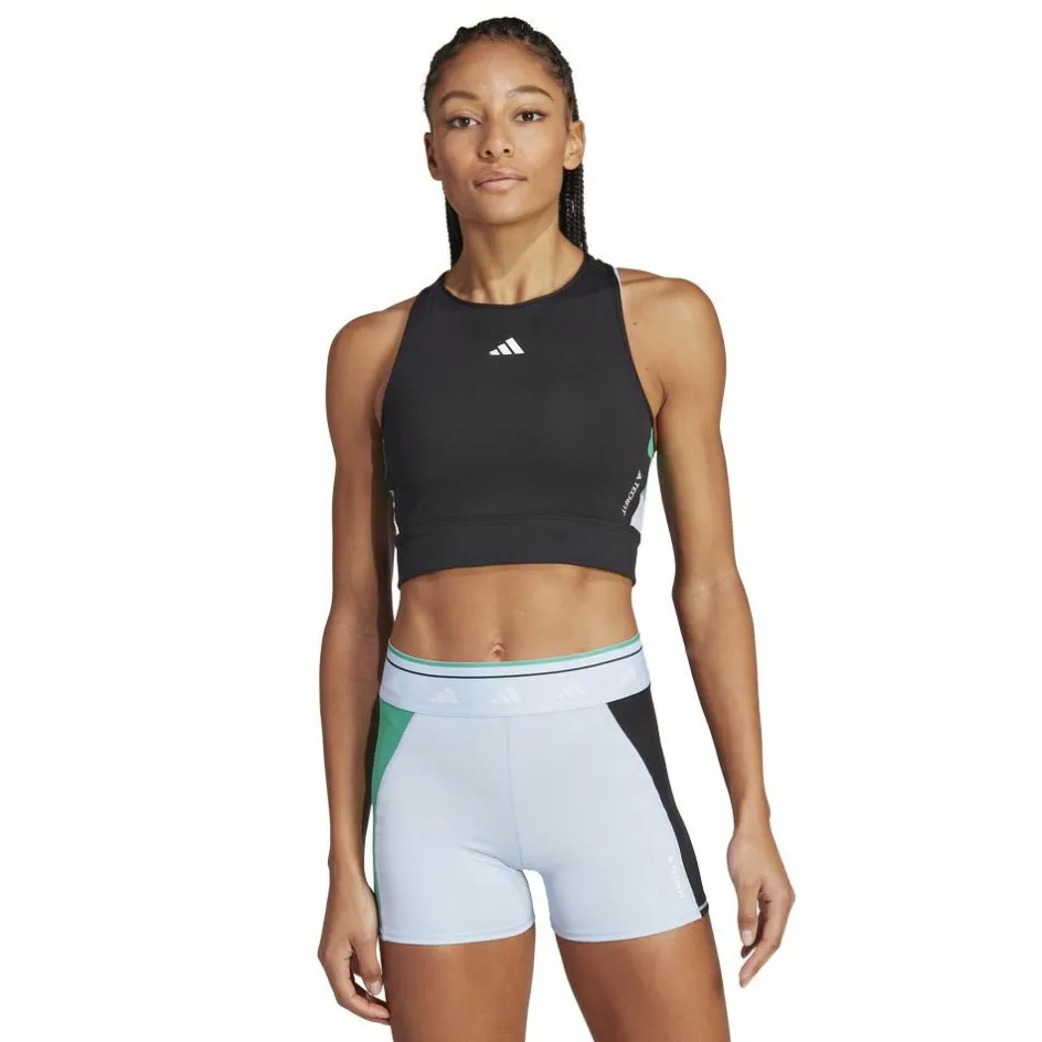 adidas Techfit Colorblock Cropped Training tanktop dames  black semi court green