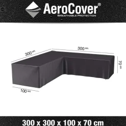 Aerocover Loungesethoes hoekset L-vorm 300 x 300 x 100 x 70  antraciet