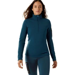Best Arc'teryx Kyanite Baselayer Zip Neck shirt dames midnight frost