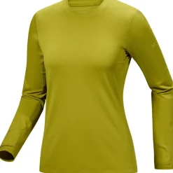 Discount Arc'teryx Taema Thermal Crew Neck shirt dames olive moss heather