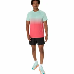 Sale Asics Seamless SS hardloopshirt heren coral reef oasis green