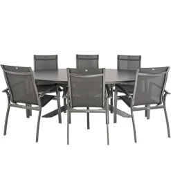 Discount Bardani Varesse 240 x 108 cm Legato stapelbaar 6 tuinset  antraciet