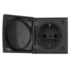 New Berker wandcontactdoos met deksel antraciet