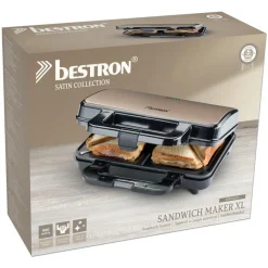 Bestron ASM90XLSAT Sandwichmaker XL tosti ijzer satin