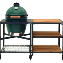 Best Big Green Egg  Large houtskoolbarbecue met frame en uitbreidingsframe wood