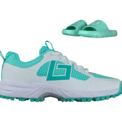 Clearance Brabo Tribute hockeyschoenen junior aqua white inclusief slippers