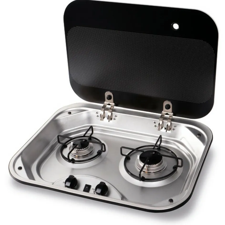 Carbest 2-pits kookplaat met glazen deksel