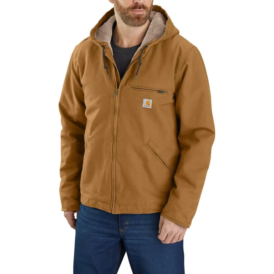 Sale Carhartt Relaxed Fit Washed Duck Sherpa Lined winterjas heren brown