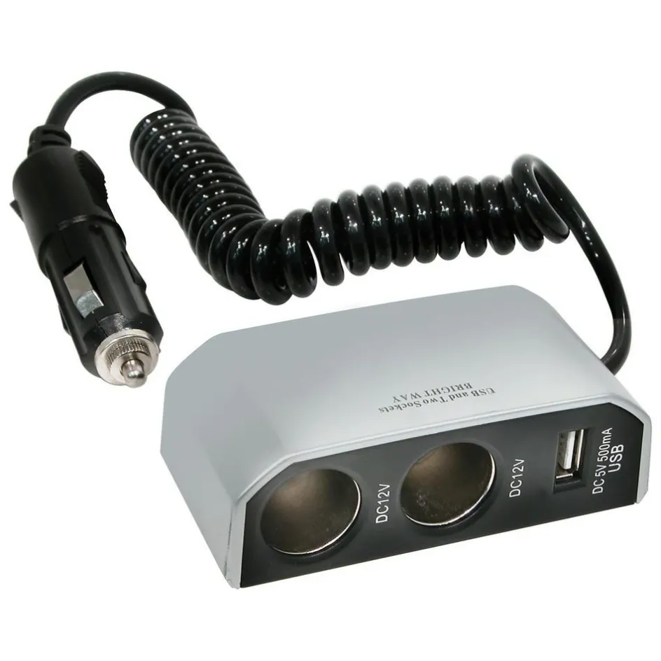 Carpoint 2-weg aanstekerdoos USB grijs