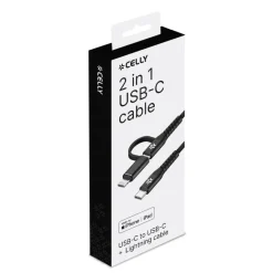 Outlet Celly Duo USB-C oplaadkabel zwart 1 meter