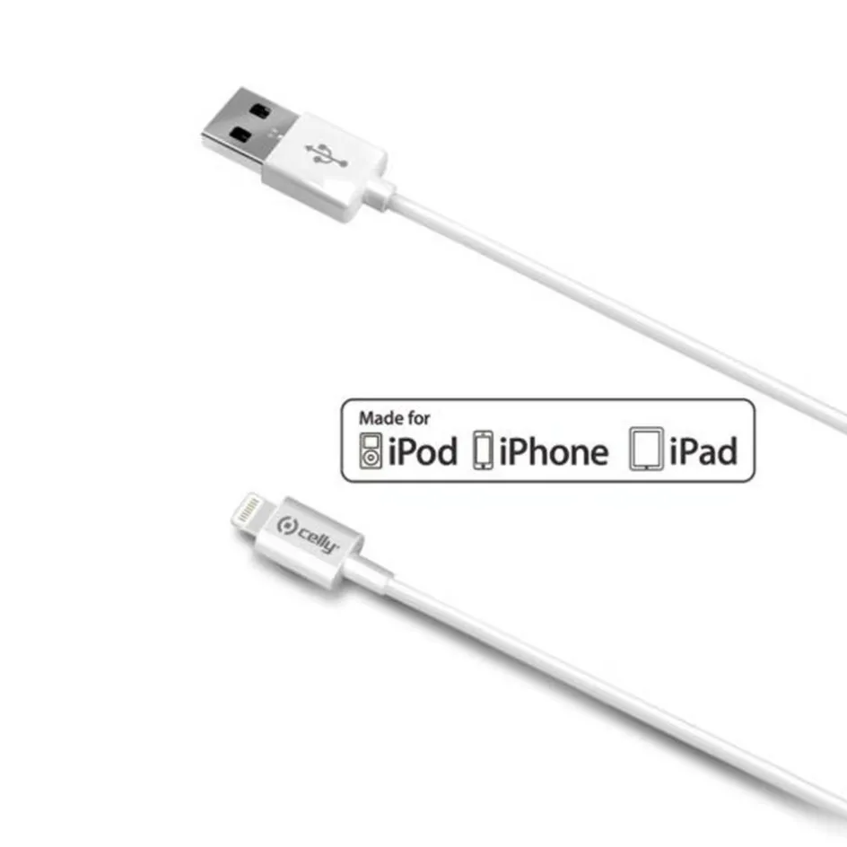 Celly Lightning USB oplaadkabel 2 meter wit