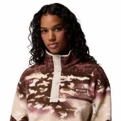 Columbia Helvetia II Printed Cropped Half Snap sweater dames tobacco sisters dark stone