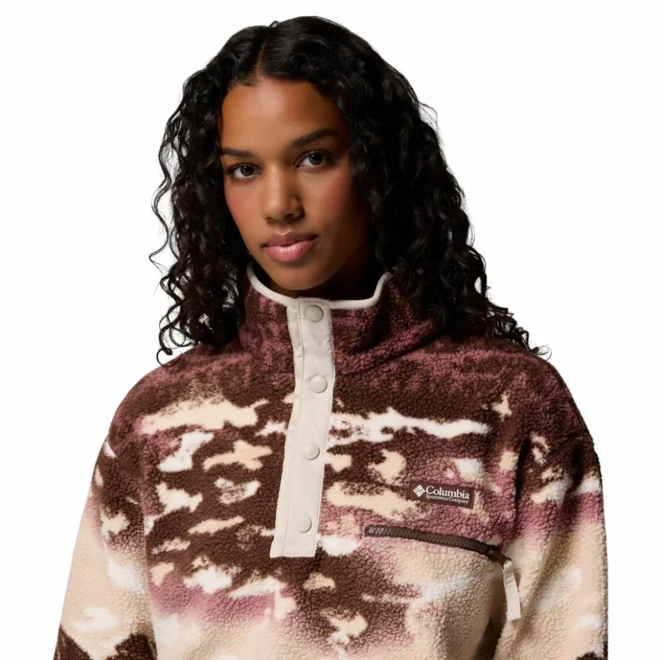 Columbia Helvetia II Printed Cropped Half Snap sweater dames tobacco sisters dark stone