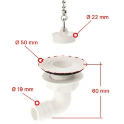 DWS Afvoerplug haaks 19 mm wit