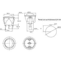 DWS SPST aan-uit schakelaar rond