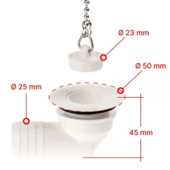 Fawo haakse afvoerplug 25 mm wit