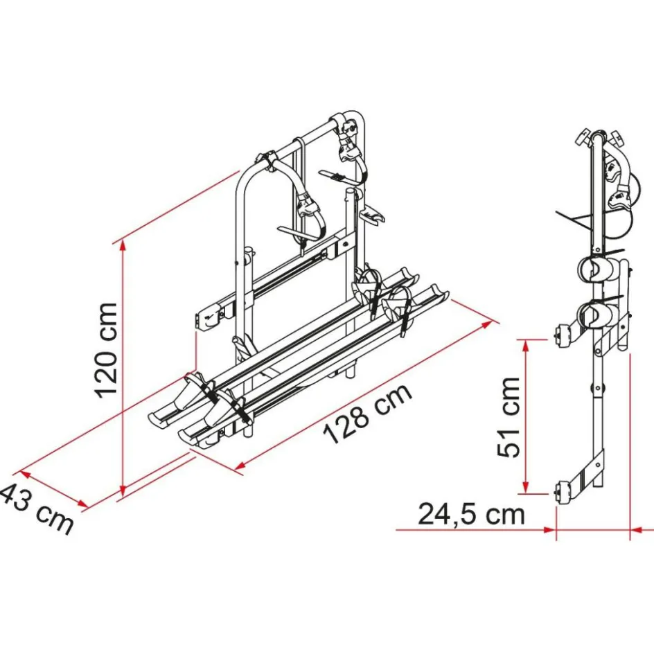 Online Fiamma Carry Bike 200 DJ Fiat Ducato voor 06 2006 fietsendrager zwarte kappen