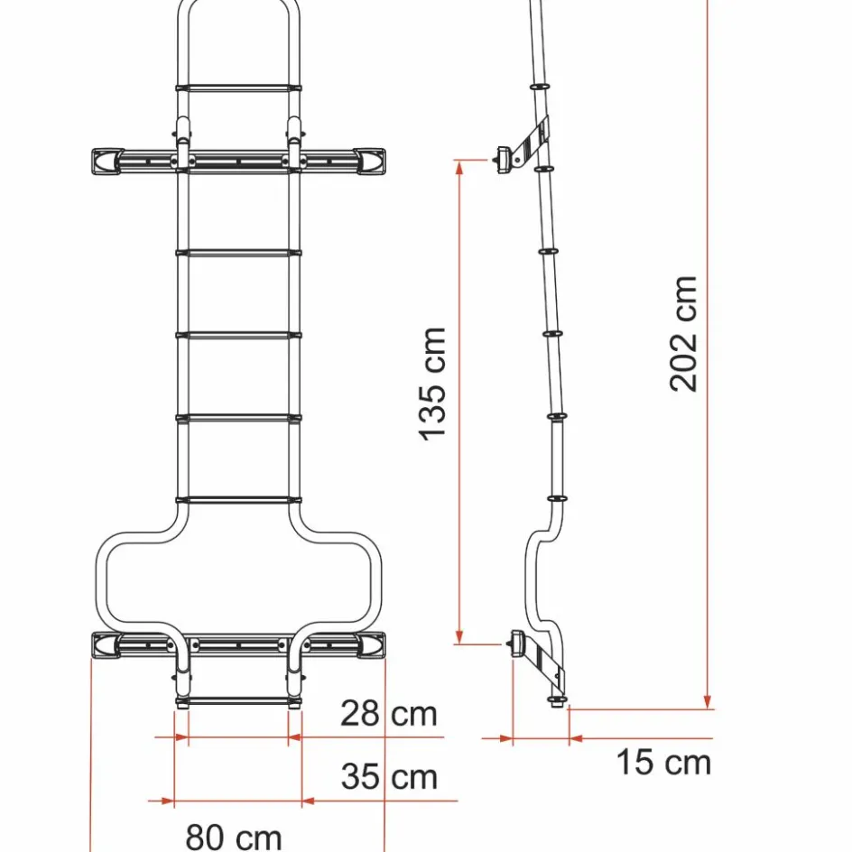 Fiamma Deluxe DJ H3 ladder voor Ducato vanaf 2006 aluminium