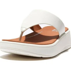 Clearance Fitflop F-Mode Flatform Toe-Post slippers dames cream