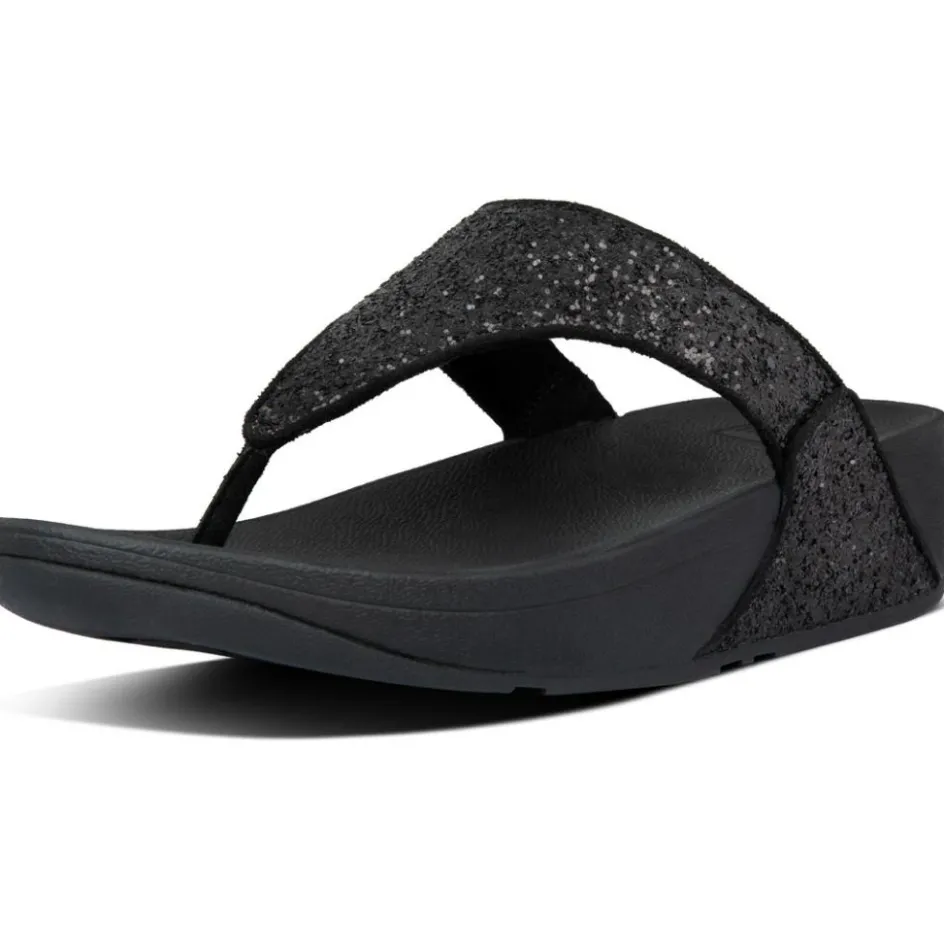 New FitFlop Lulu Glitter Toe-Thongs slippers dames black