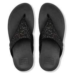 New FitFlop Lulu Glitter Toe-Thongs slippers dames black
