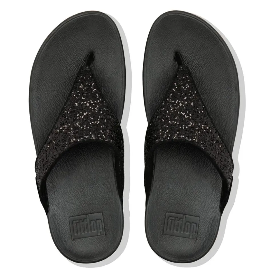 New FitFlop Lulu Glitter Toe-Thongs slippers dames black