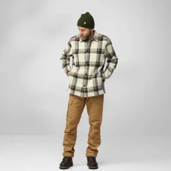 Fjällräven Singi Flannel overhemd heren chalk white dark navy