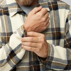 Fjällräven Singi Flannel overhemd heren chalk white dark navy