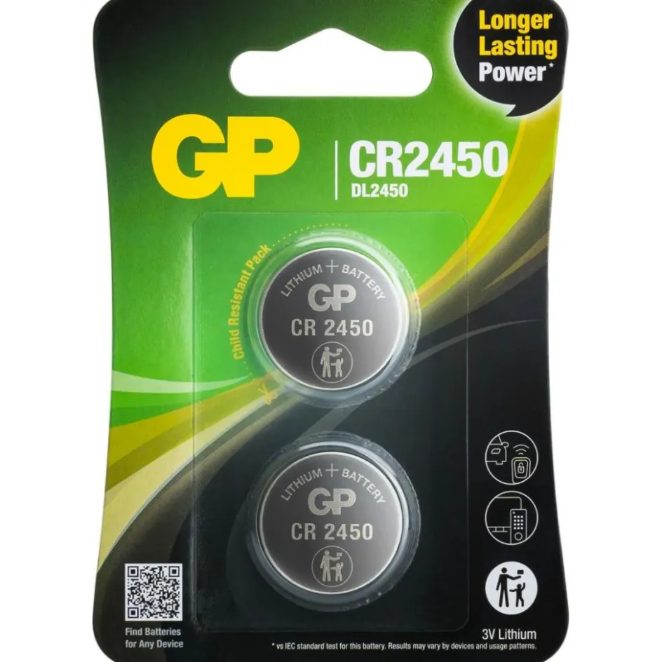 New GP Batteries Lithium CR2450 knoopcel batterij 2-pack