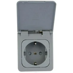 Best Haba C-line wandcontactdoos met klep grijs