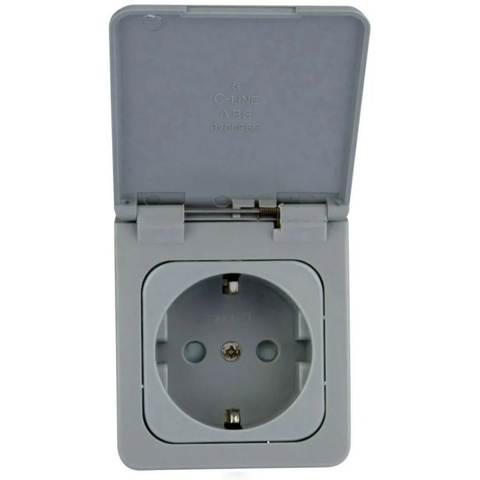 Best Haba C-line wandcontactdoos met klep grijs