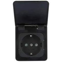 Haba C-line wandcontactdoos met klep zwart