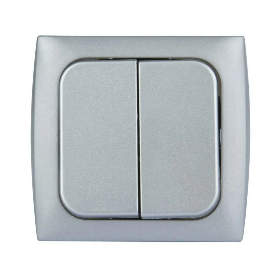 Haba C-line wipschakelaar dubbel zilver