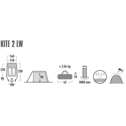 High Peak Kite 2 LW lichtgewicht tunneltent pesto red
