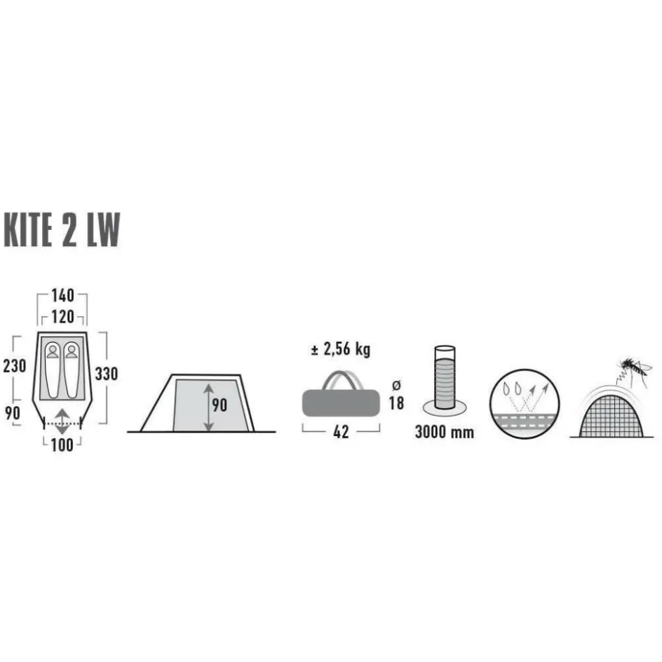 High Peak Kite 2 LW lichtgewicht tunneltent pesto red