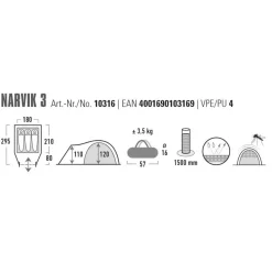 High Peak  Narvik 3 koepeltent blue grey