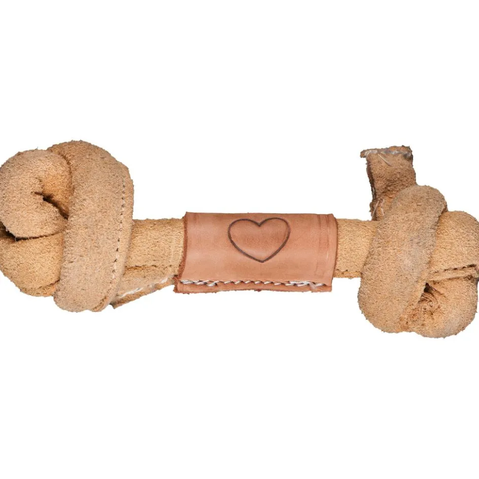 Hot HuggleHounds Huggle-Hide Natural Leather Knotted Bone Large hondenspeelgoed