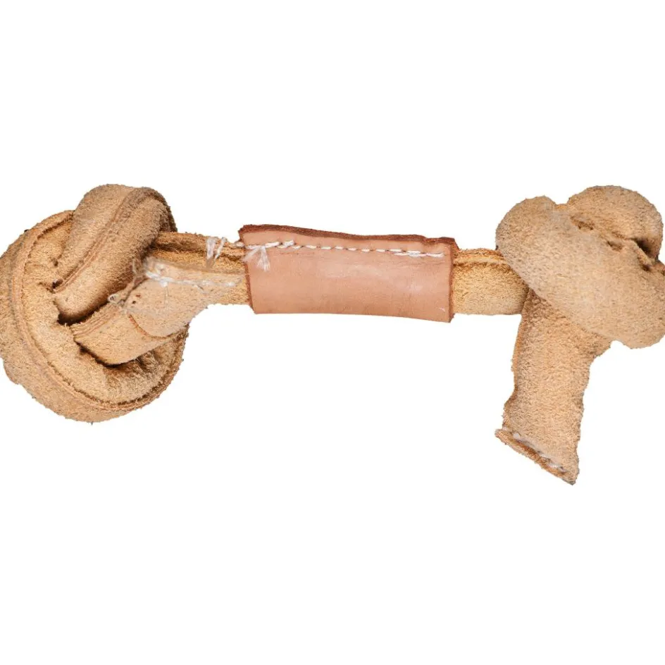 Hot HuggleHounds Huggle-Hide Natural Leather Knotted Bone Large hondenspeelgoed