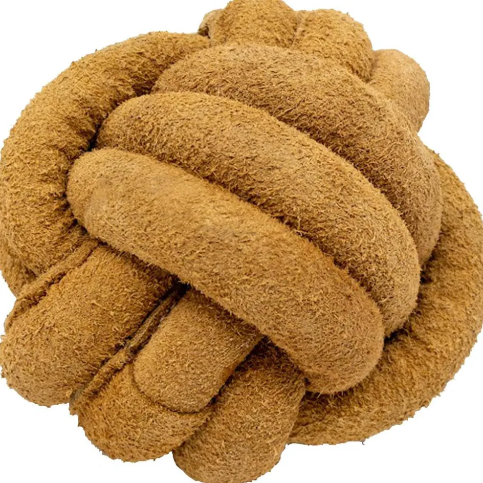 Outlet HuggleHounds Huggle-Hide Natural Leather Ball Large hondenspeelgoed