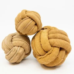Outlet HuggleHounds Huggle-Hide Natural Leather Ball Large hondenspeelgoed