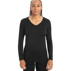 Outlet Icebreaker 200 Oasis LS v-hals thermoshirt dames black
