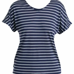New Icebreaker Drayden Reversible Stripe shirt dames midnight navy snow