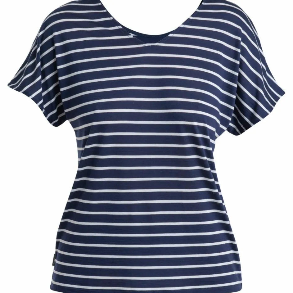 New Icebreaker Drayden Reversible Stripe shirt dames midnight navy snow
