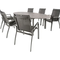 Discount Kettler HPL Edge 240 Legato 6 dining tuinset antraciet