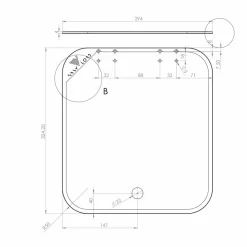 Navy Load  Glasplaat voor spoelbak 350 x 320