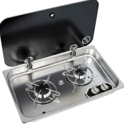 Discount Navy Load  2-pits kookplaat met glazendeksel