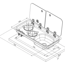 Best Navy Load  2-pits kook-spoelcombinatie rechts