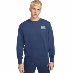 Sale Nike Club FT Crew Bolt sweater heren midnight navy  lightening