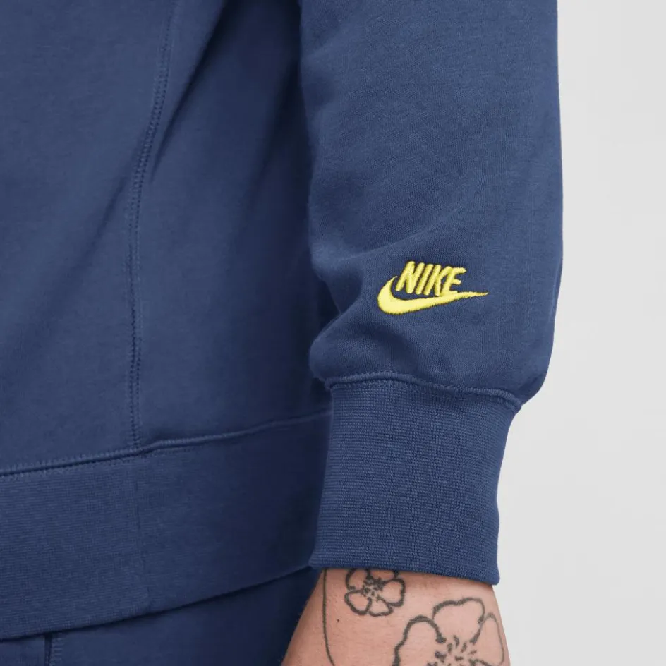Sale Nike Club FT Crew Bolt sweater heren midnight navy lightening
